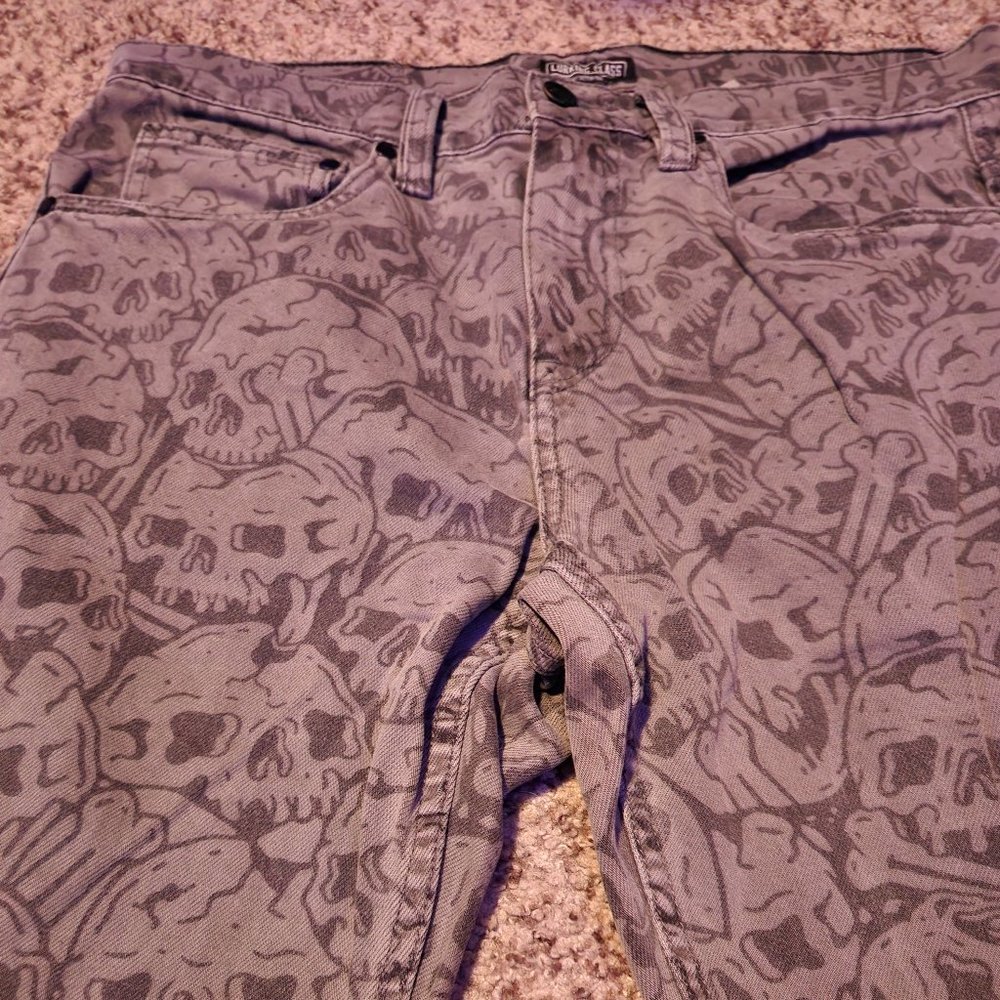 Lurking Class Grey All Over Skull Jeans